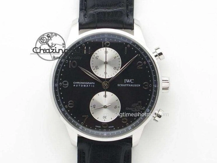 MIROTIME 0407 Portuguese IW544404 SS Gray Dial On Black Leather Strap A Practical 7259